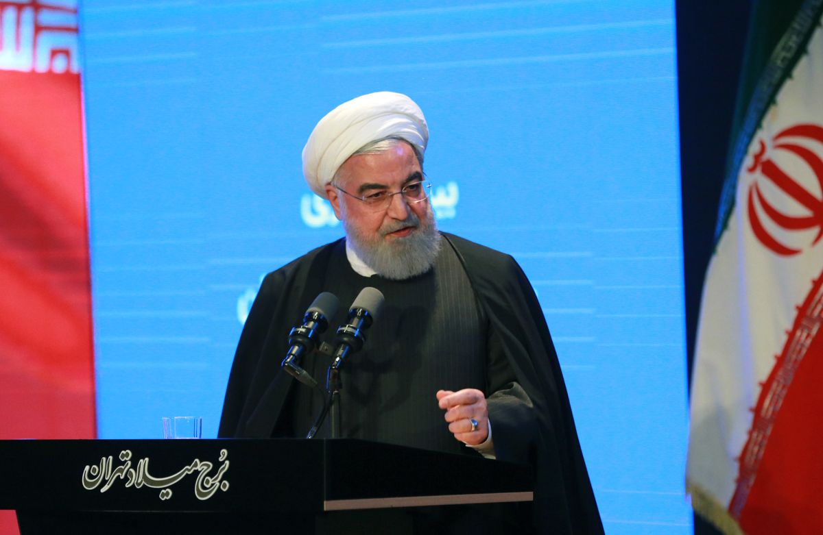 Una imagen del presidente iraní Hasan Rouhani durante una conferencia en Teherán. (AFP)