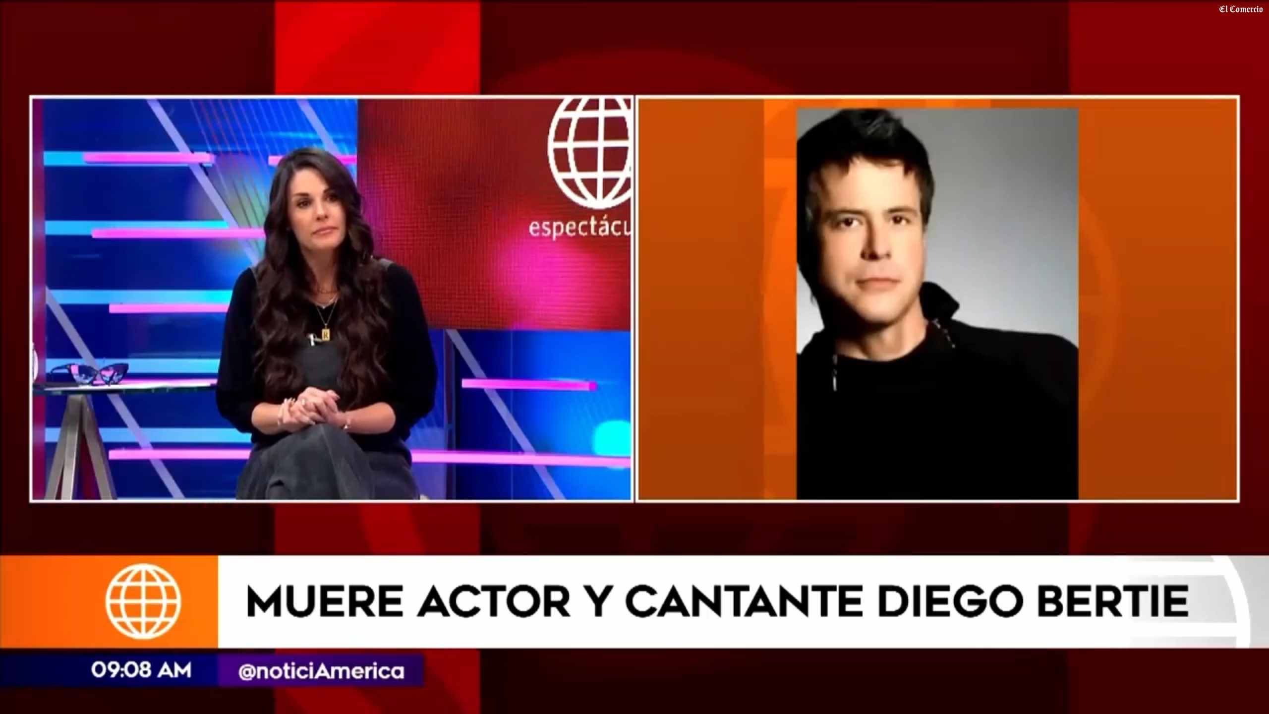 Rebeca Escribens al momento de comentar en vivo el fallecimiento del actor peruano Diego Bertie.
