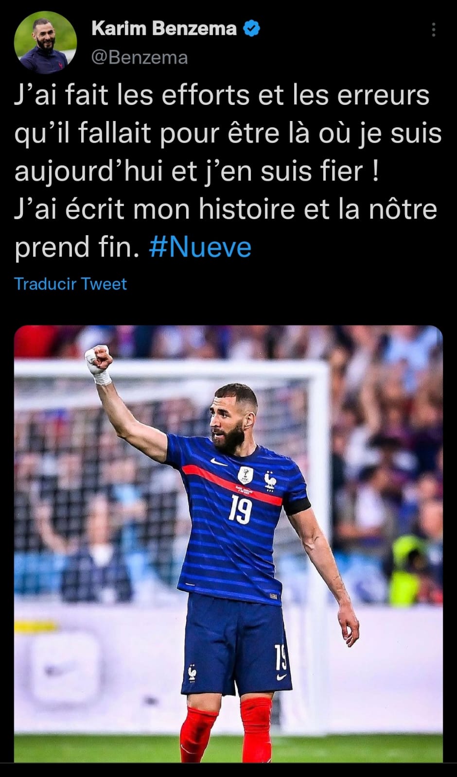 Karim Benzema anunció su retiro de la Selección de Francia. (Imagen: Captura de Twitter)