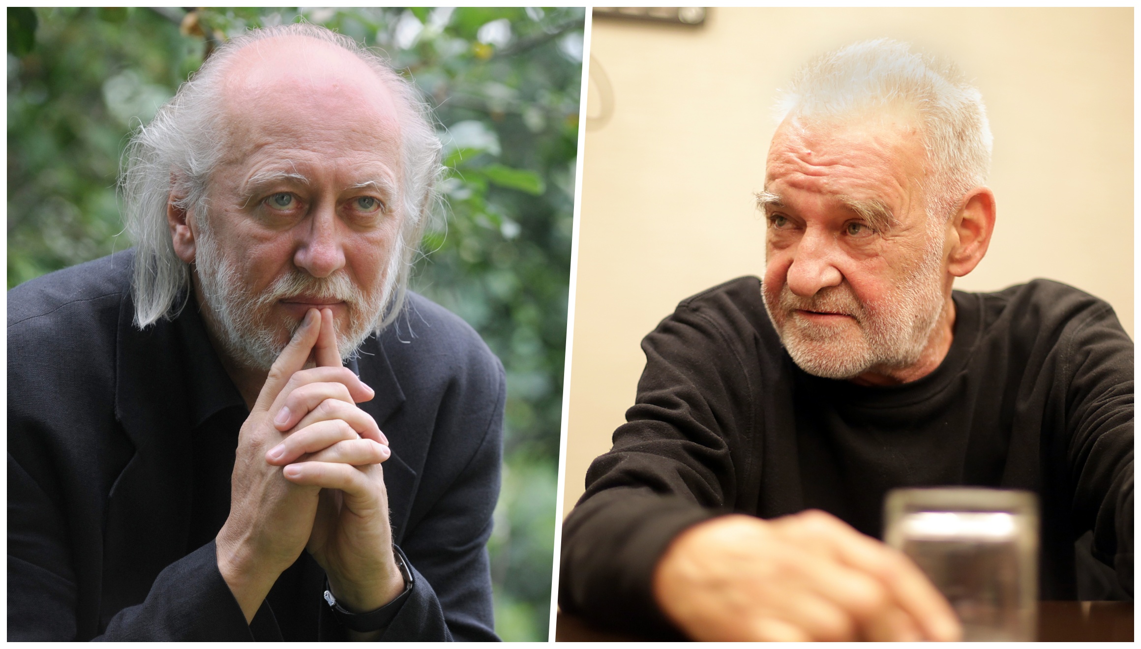 Izq.: László Krasznahorkai. Der.: Béla Tarr. El escritor y el cineasta, ambos húngaros, han sido cercanos colaboradores desde los años 80. (Fotos: EFE/Archivo GEC)
