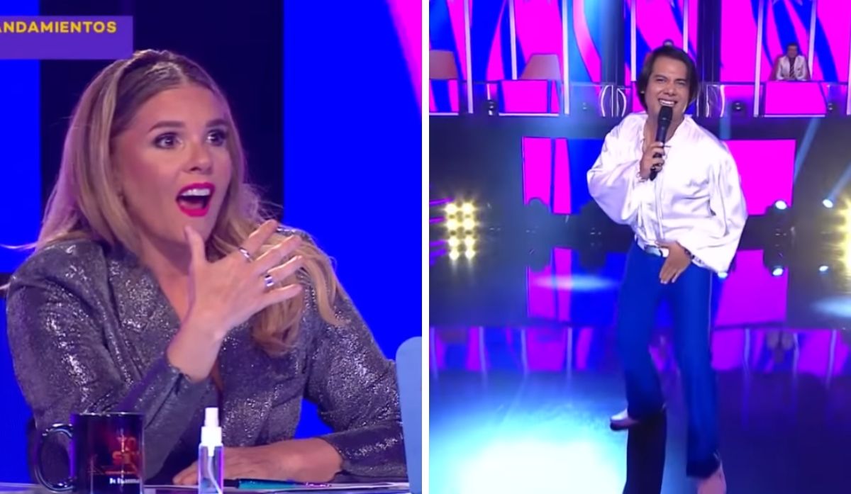 Johanna San Miguel no puede ocultar la admiración que siente por Tony Cam, imitador de 'Sandro'. (Captura de pantalla).