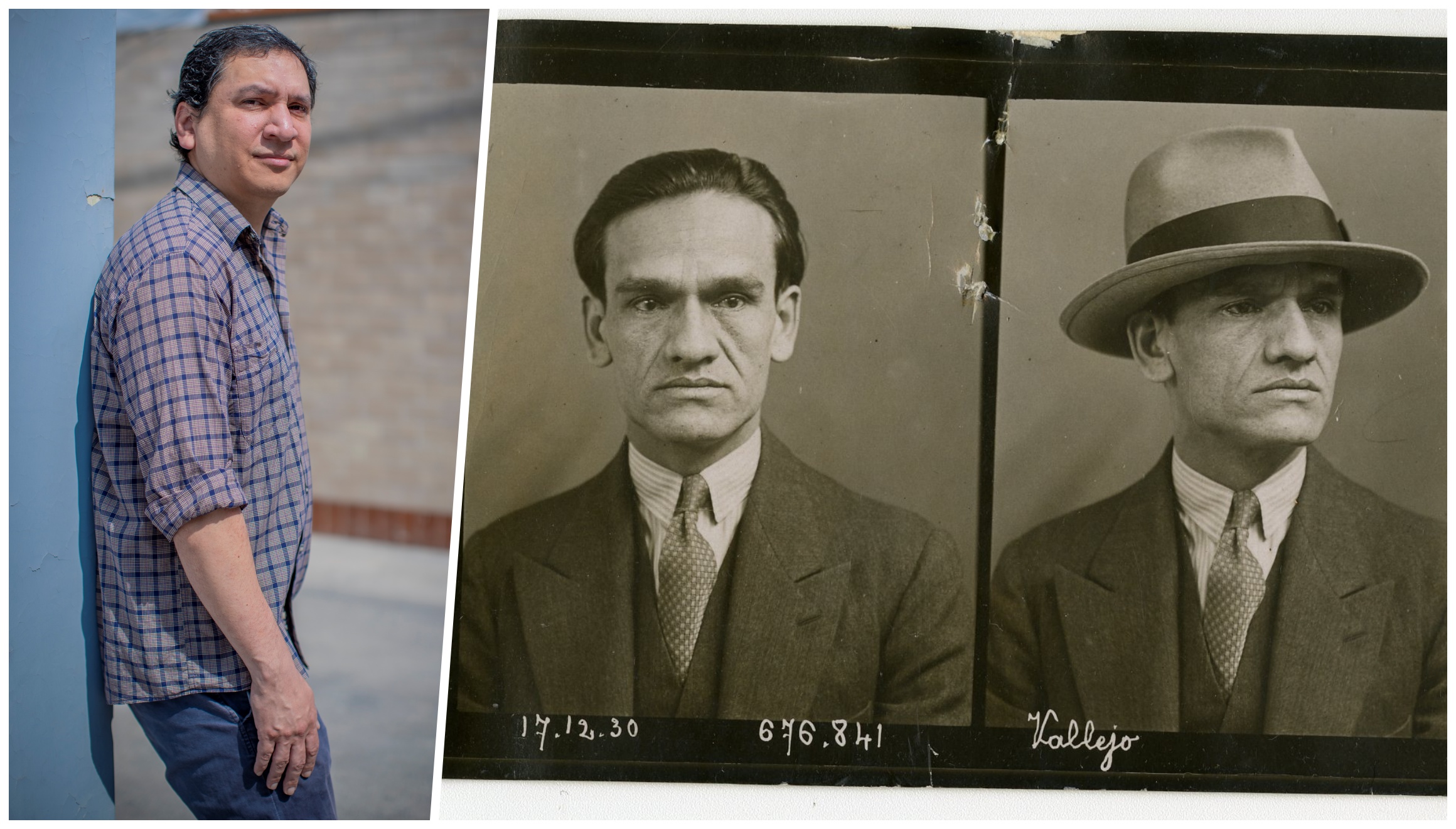 Valentino Gianuzzi presentó hace algunas semanas estas dos fotos inéditas de César Vallejo, tomadas en París en 1930. (Fotos: Hugo Pérez/Prefectura de Policía de París)