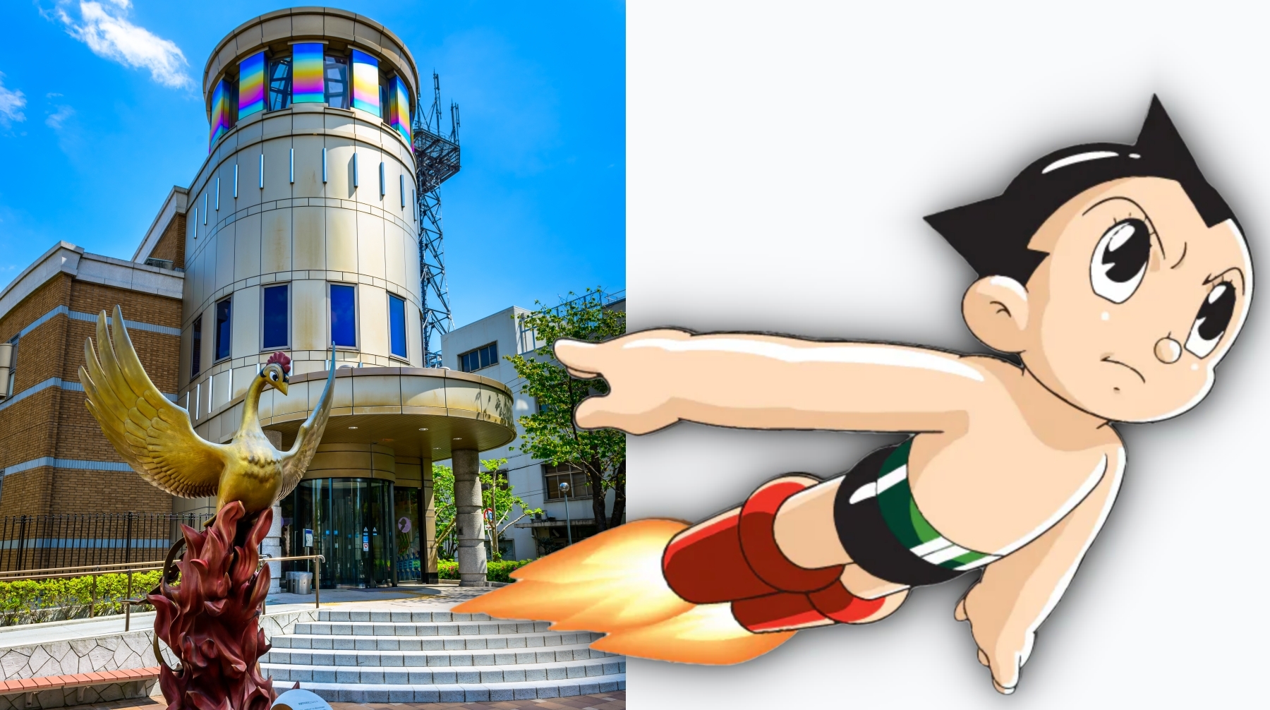 A la izquierda, el frontis del museo dedicado a Osamu Tezuka en Japón. A la derecha, la obra más famosa del autor, Astroboy.