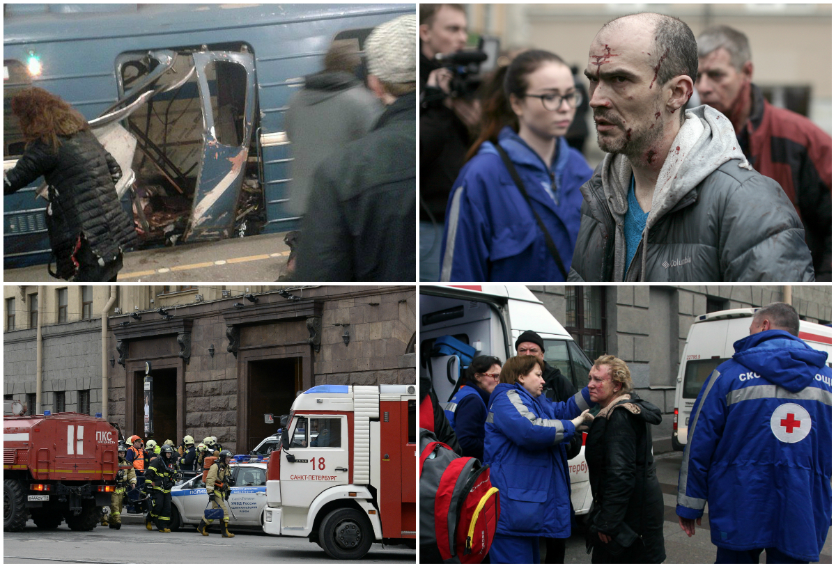 Imágenes tras la explosión en un vagón del metro de San Petersburgo