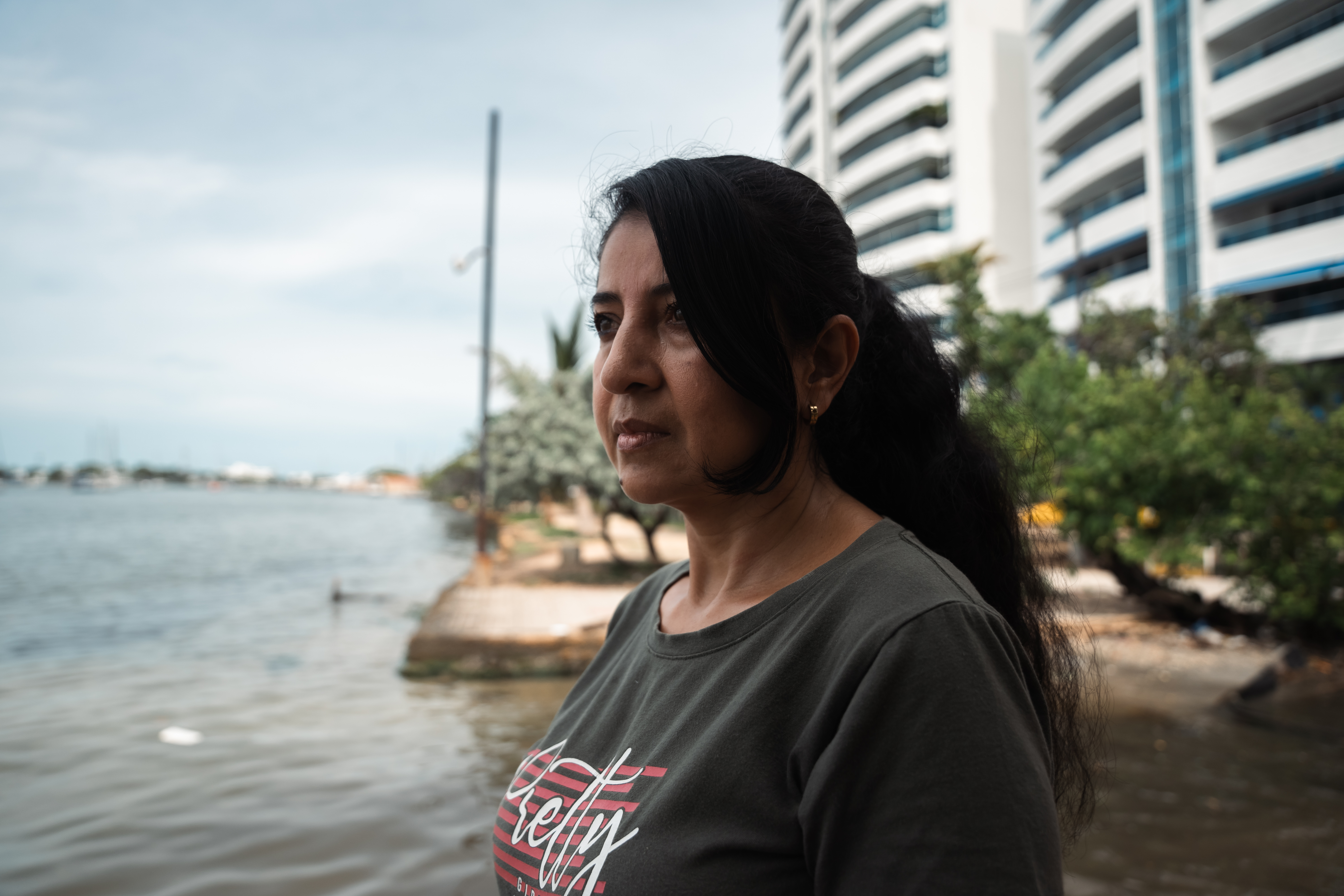 Luz Eneida Gutiérrez viajó a Cartagena para exigir a Seatech los derechos laborales de su esposo desaparecido.