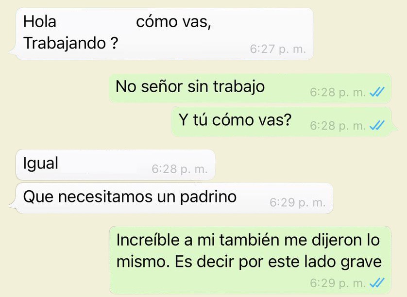 Conversación entre Camilo García* y uno de sus compañeros del Ministerio del Interior.