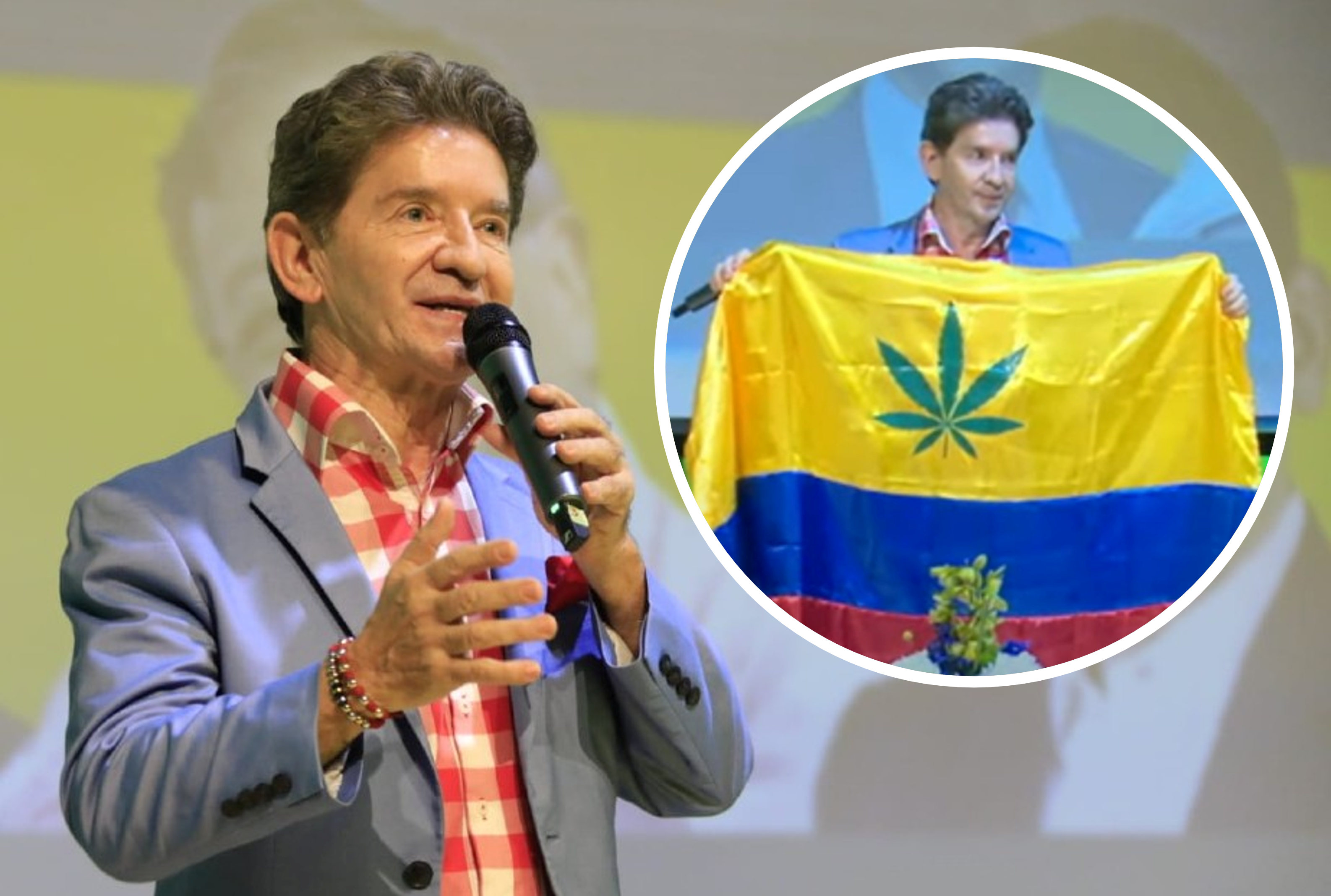 Polémica propuesta de Luis Pérez: una hoja de marihuana en la bandera de Colombia