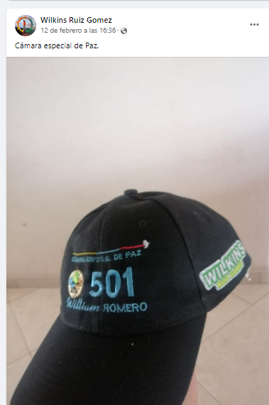 Captura de pantalla del facebook de Wilkins Ruiz Gómez.