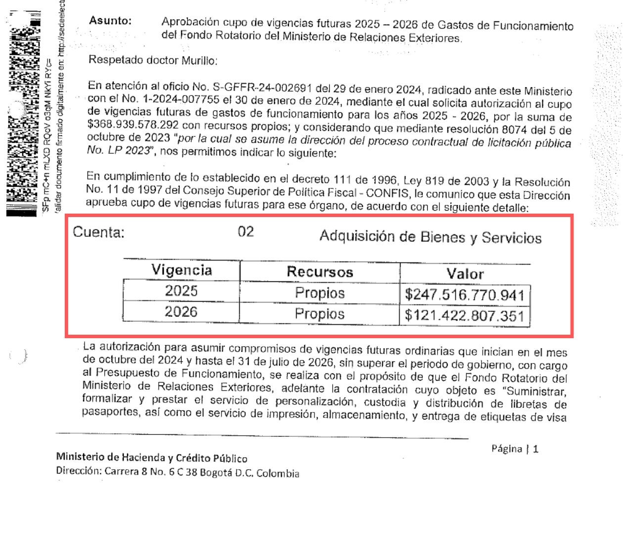 El pago para la urgencia manifiesta con Thomas Greg se pagará con vigencias futuras.