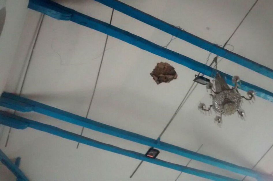 Colapsó parte de la cubierta anexa de la capilla Santuario de El Topo, en Tunja. / CMGRD