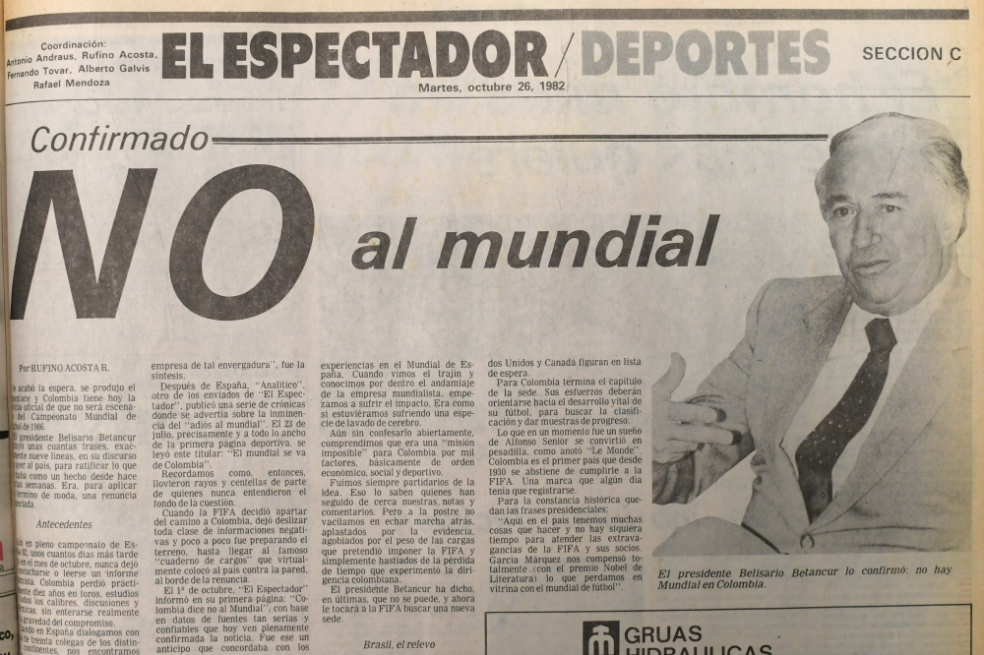 Colombia, el único país que ha rechazado ser sede de un mundial