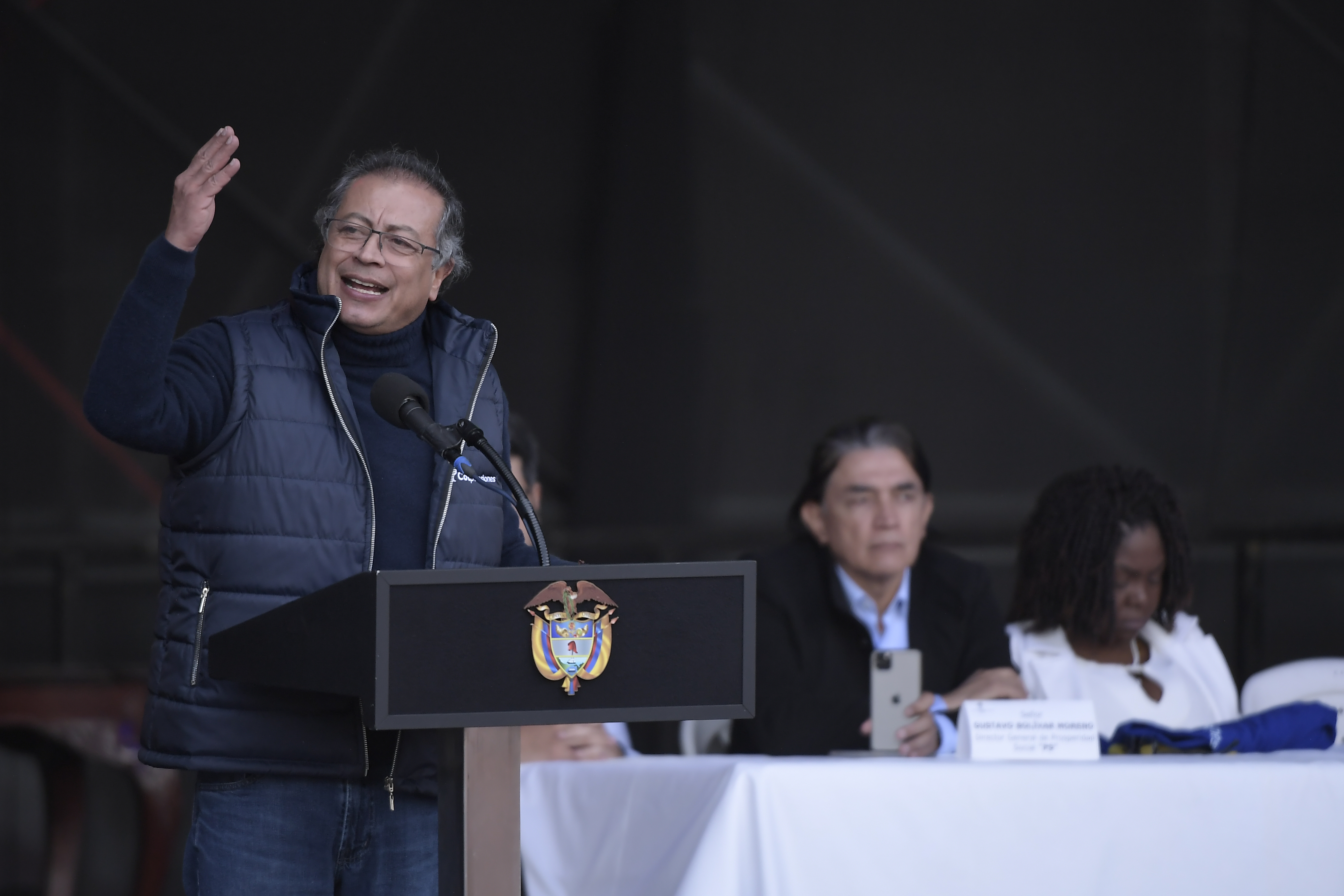 Presidente de la República, sanciona la reforma pensional desde la Plaza de Bolívar.