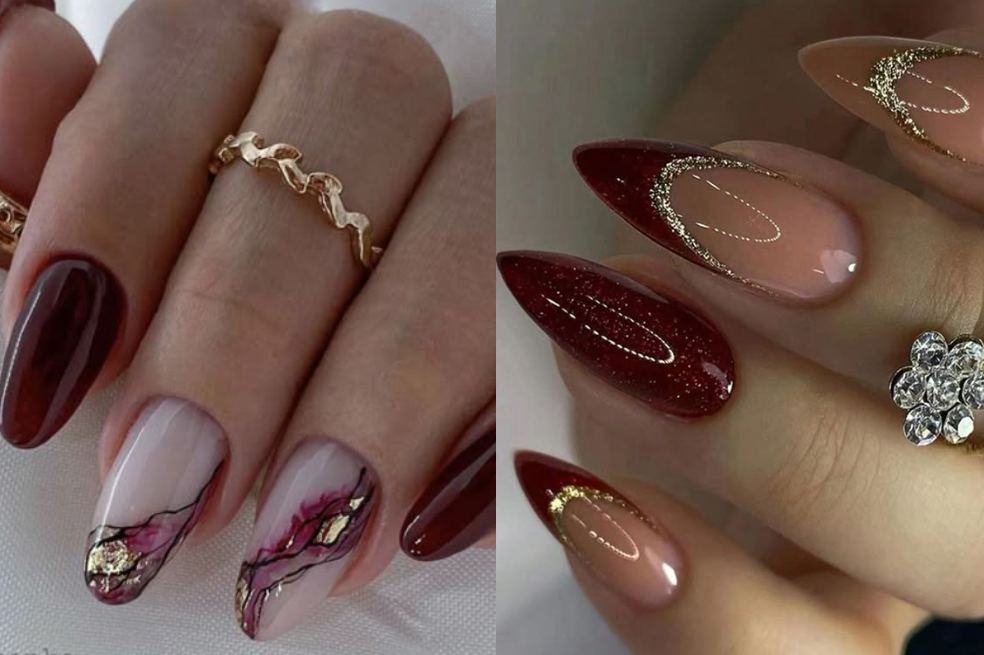 Uñas vinotinto elegantes