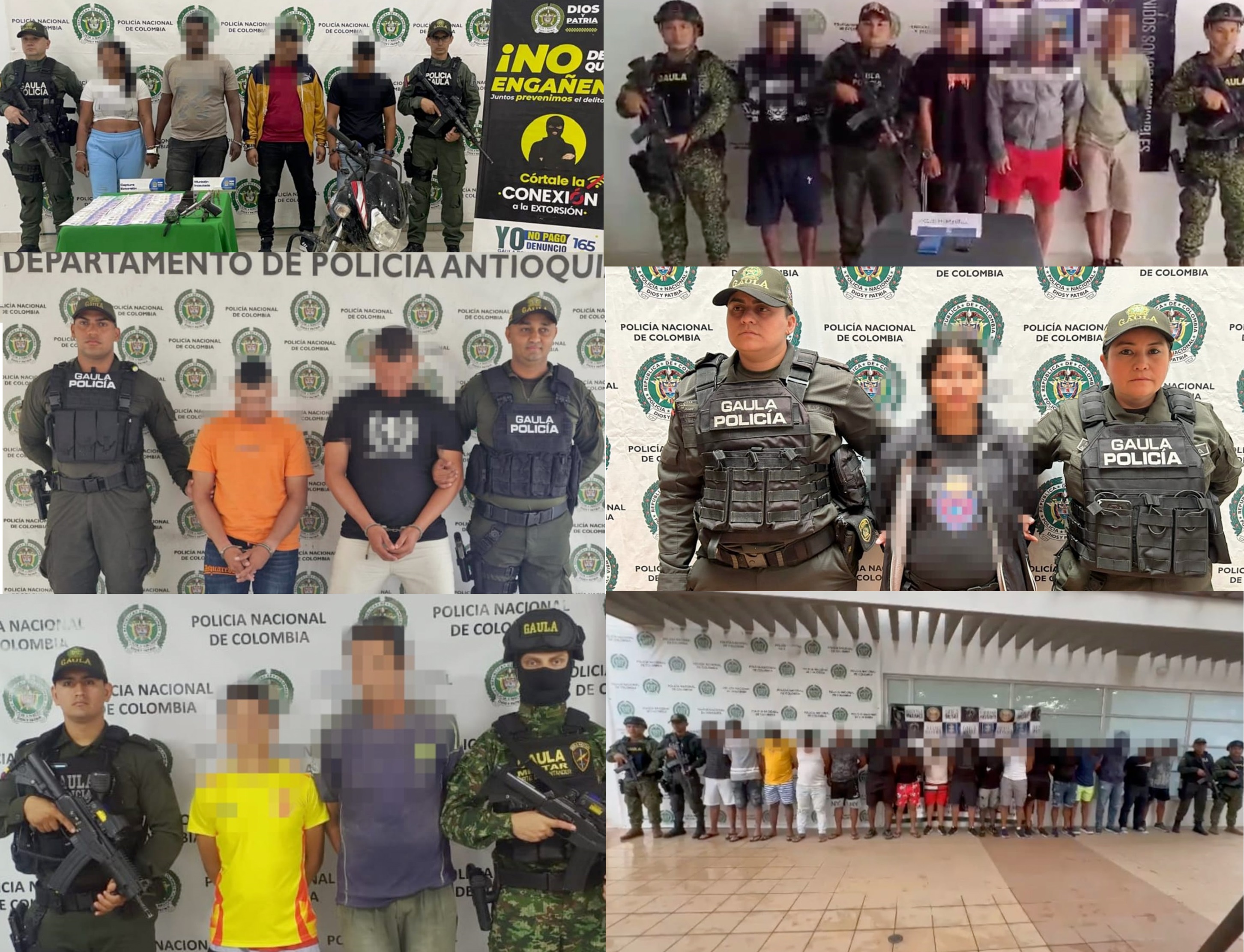 143 presuntos extorsionistas capturados en varios departamentos del país