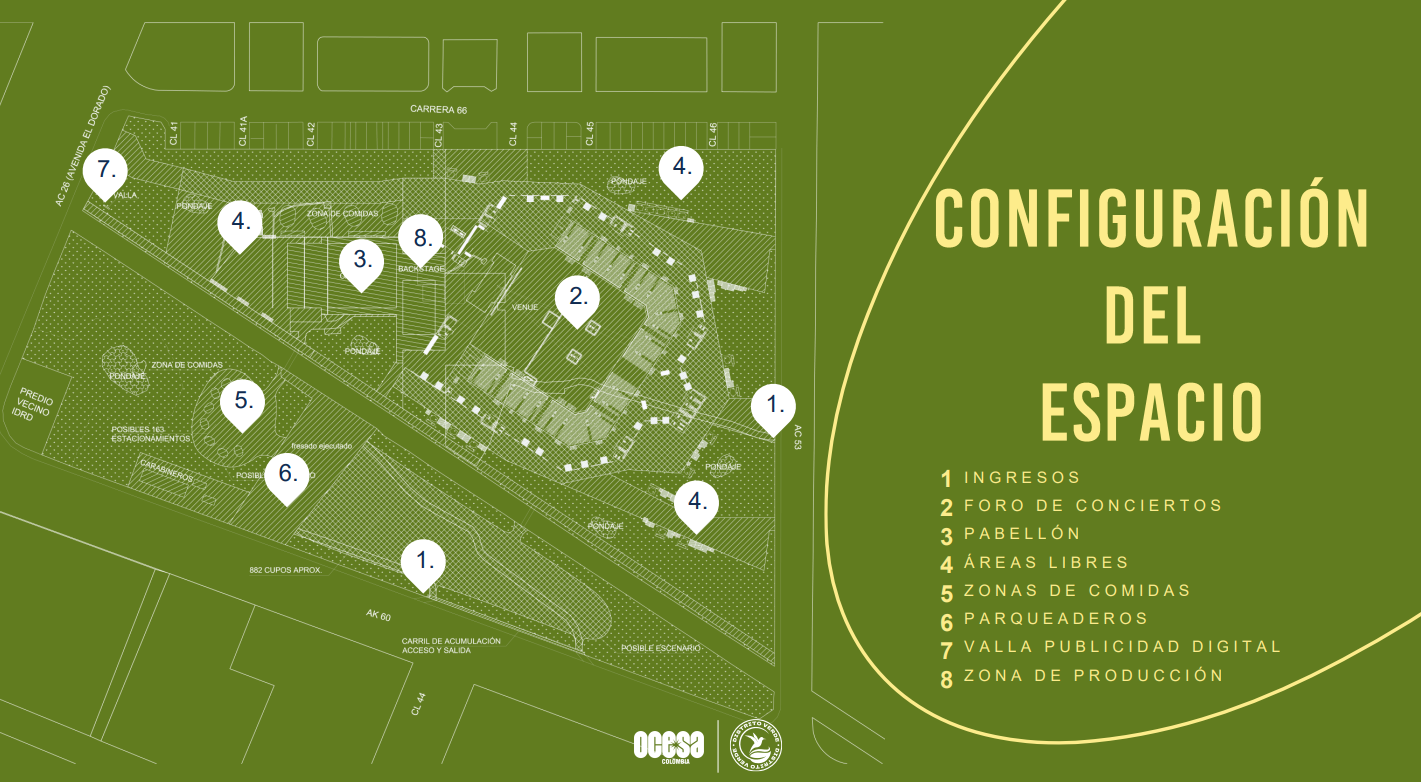 Distribución espacial del predio en el que se construirá el escenario Multipropósito.
