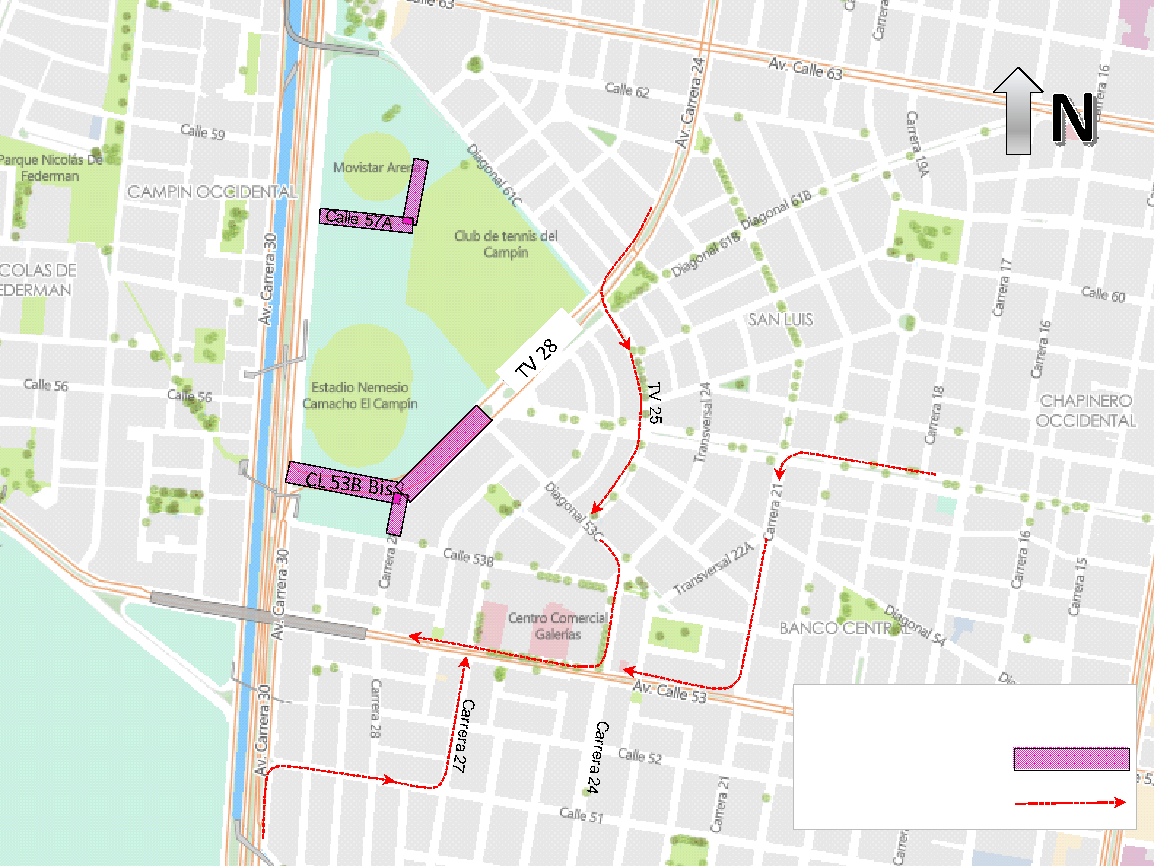 Mapa 2. Desvío en sentido Norte – Sur.