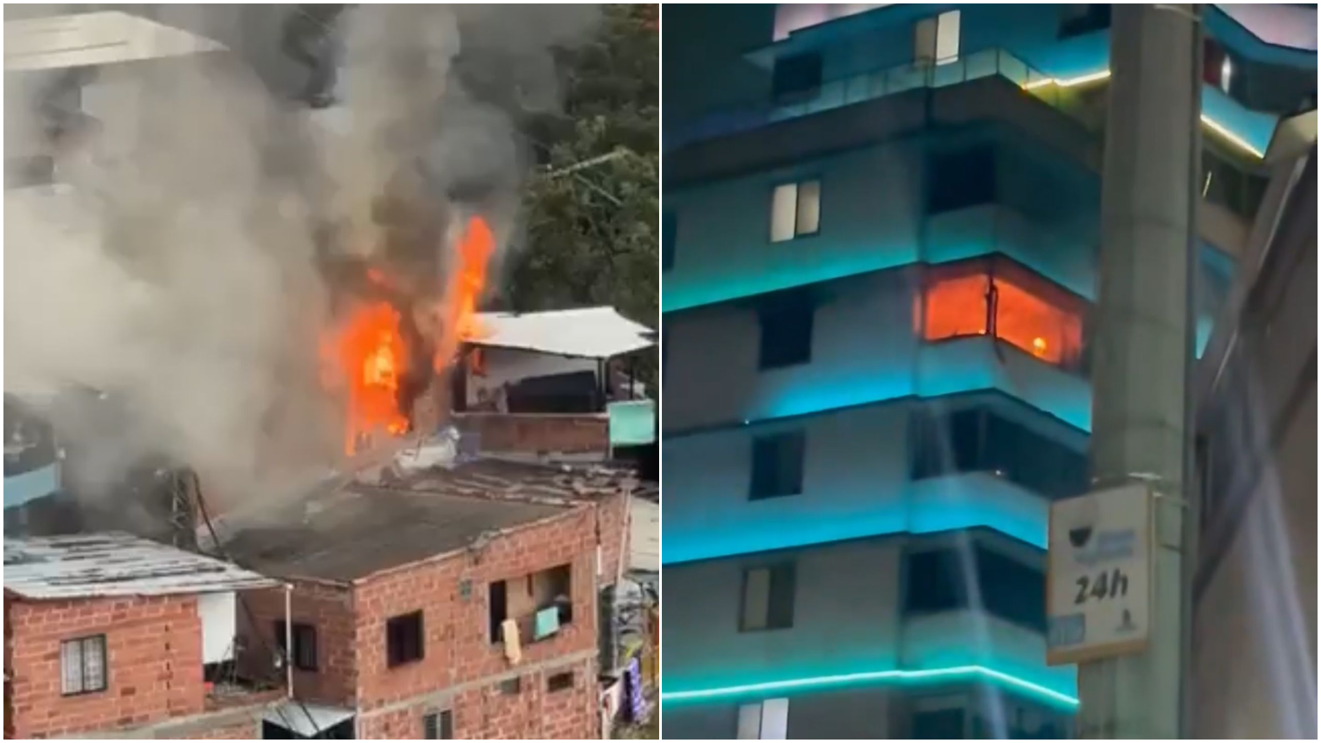 Bomberos atendieron incendios estructurales en la comuna 13 y el centro de Medellín