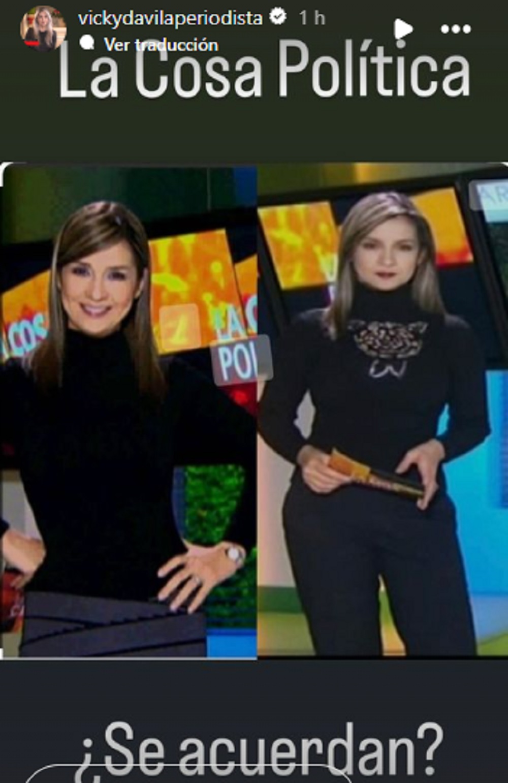 Vicky Dávila subió la foto a sus historias de Instagram preguntando si recordaban su paso por 'La Cosas Política' de RCN.