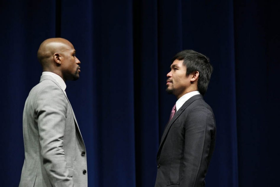 Primer cara a cara entre Mayweather y Pacquiao