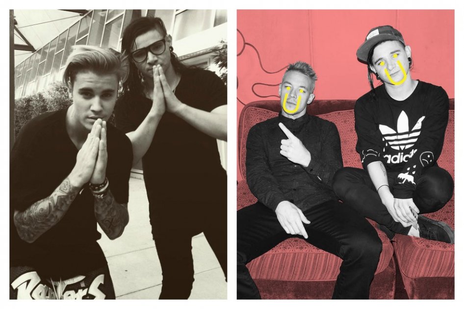 Justin Bieber y Skrillex, Diplo y Skrillex.
