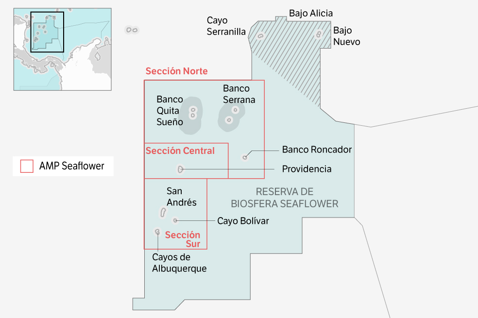 La AMP se divide en tres zonas, como se muestra en este mapa.