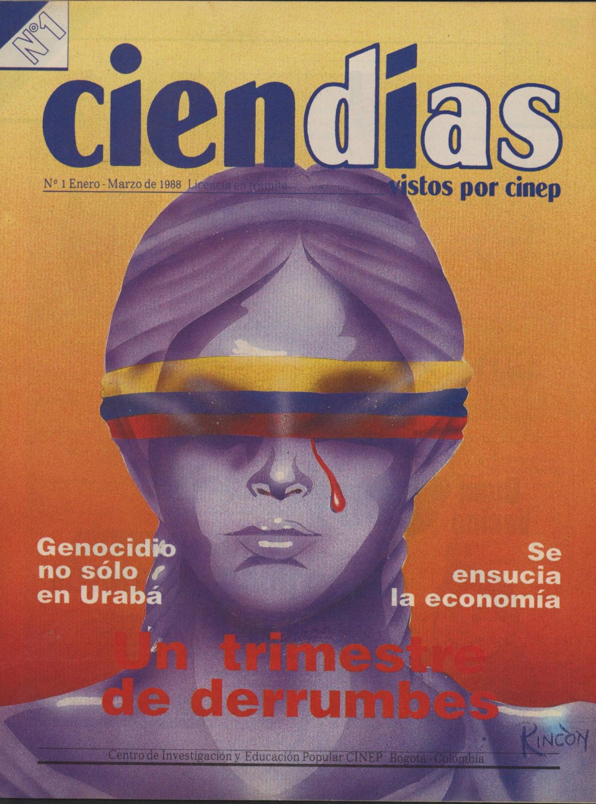 Portada de la Revista Cien Días vistos por el Cinep publicada en 1988.