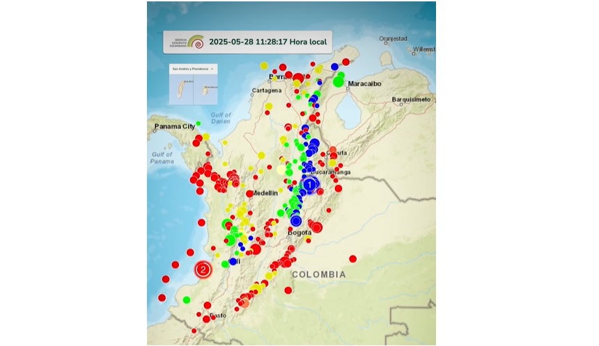 En Colombia hubo 892 sismos entre el 16 y el 29 de mayo