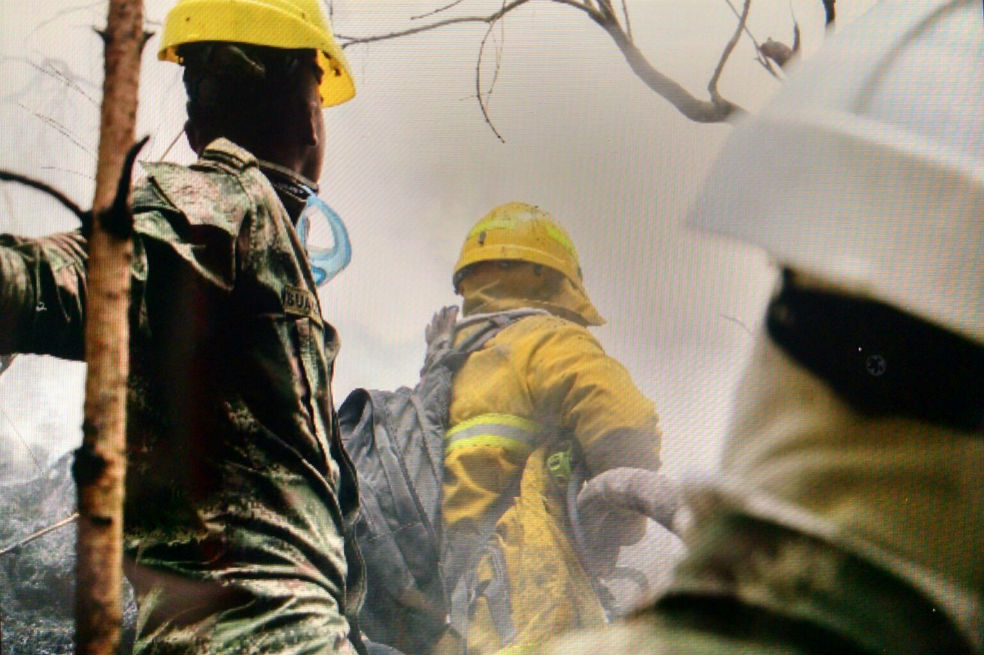 Así avanzan trabajos para sofocar incendio en los cerros orientales de Bogotá
