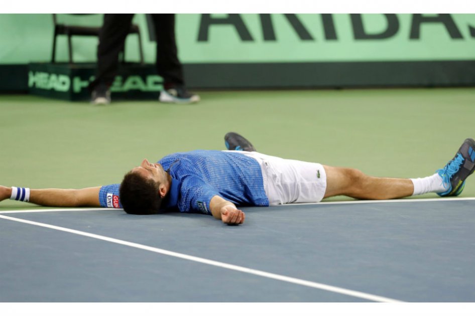 Del Potro en la reciente final que le ganó Argentina a Croacia. Foto: EFE