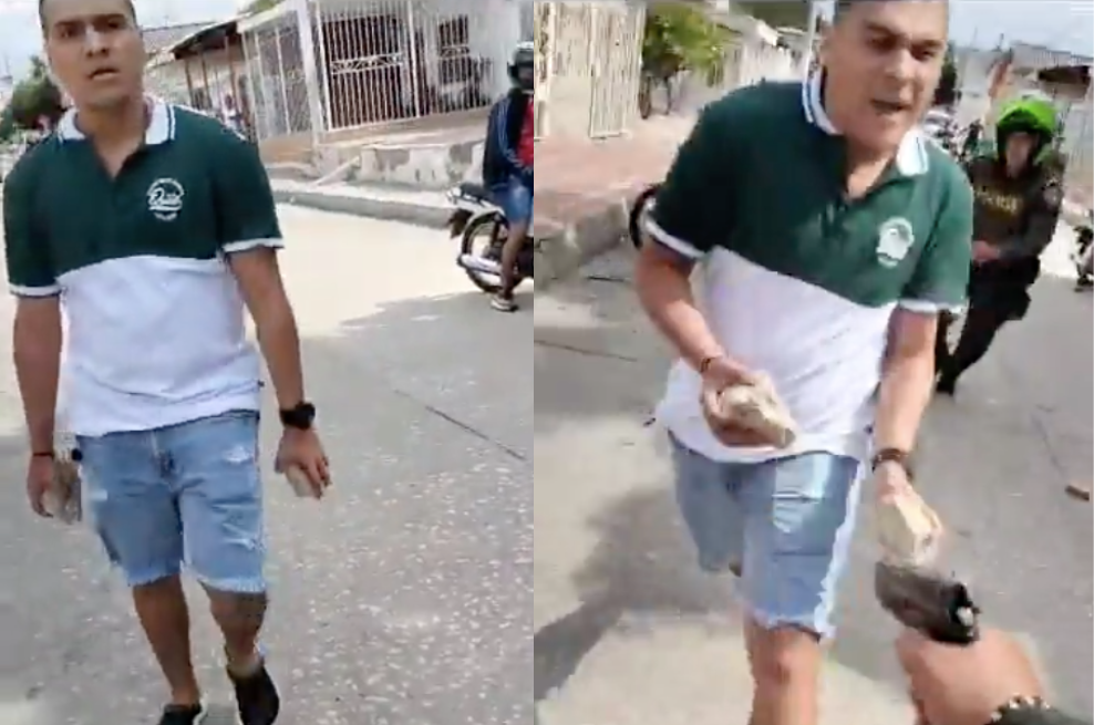 Policía disparó a hombre que lo iba a agredir con una piedra y todo quedó grabado