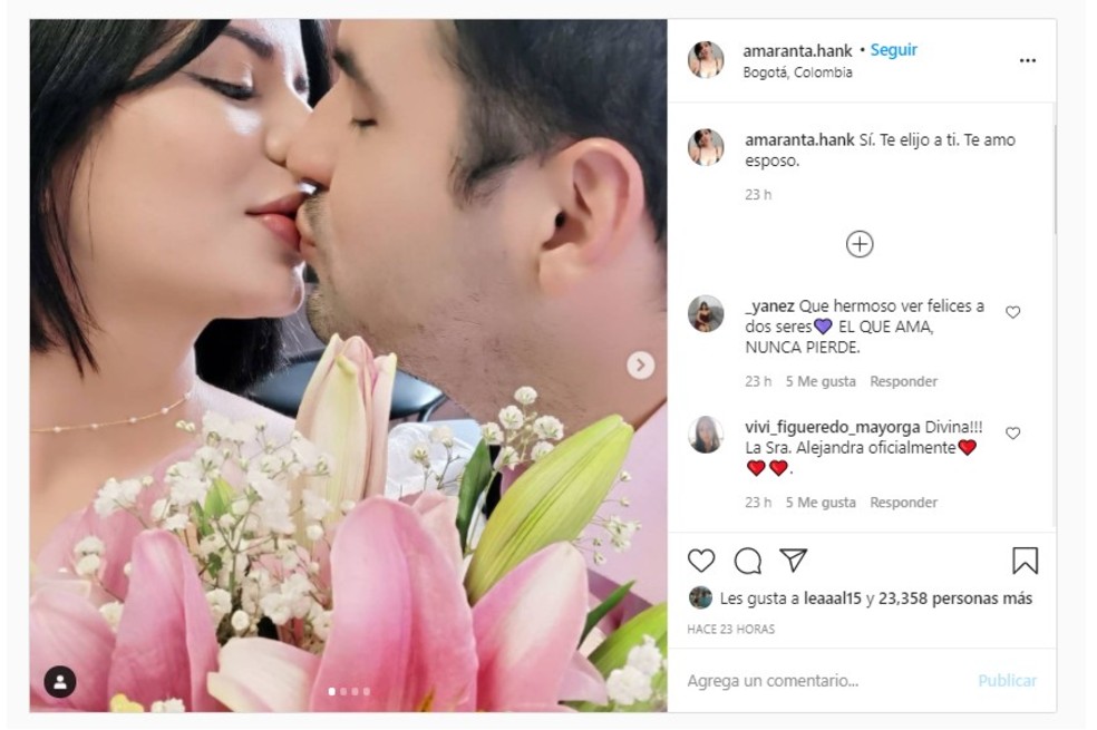 Amaranta Hank, actriz porno colombiana, se casó con reconocido actor