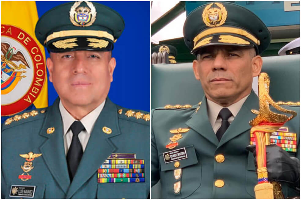 El comandante de las Fuerzas Militares, Luis Fernando Navarro, y el comandante del Ejército, Eduardo Zapateiro.