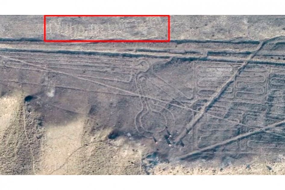 Hombre daña milenarios geoglifos de Nasca, en Perú, tras escribir su nombre encima