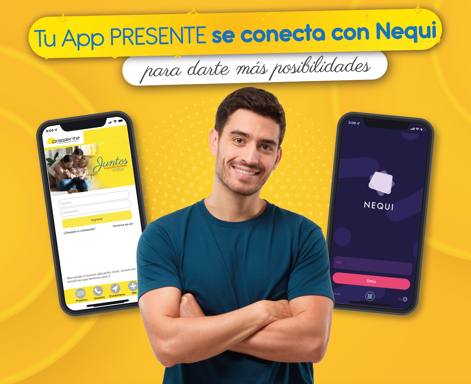 La alianza entre PRESENTE, el Fondo de Empleados del Grupo Éxito, y Nequi permite que los asociados puedan realizar retiros, compras y pagos desde la comodidad del celular. / Cortesía