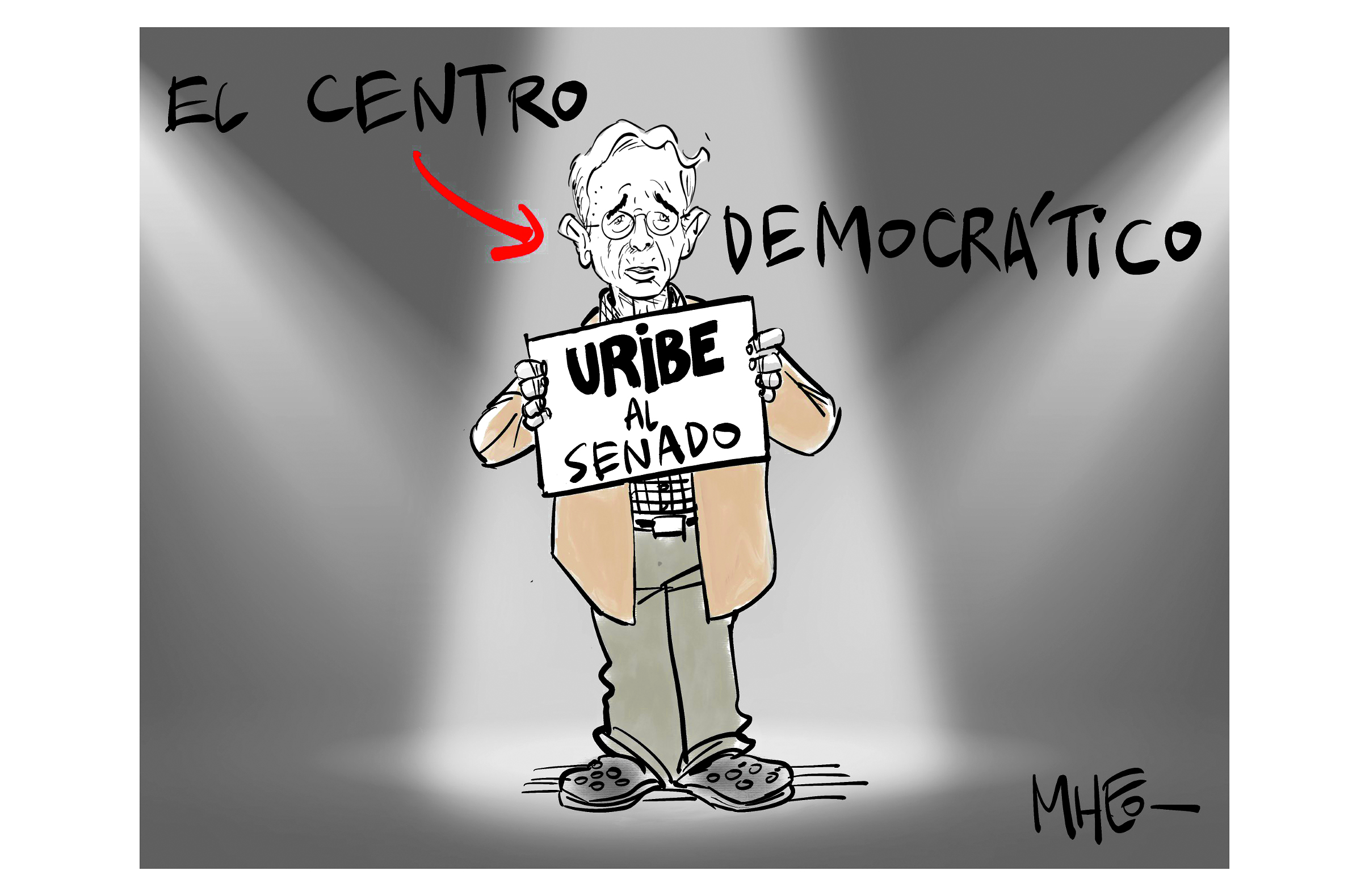 El centro, él