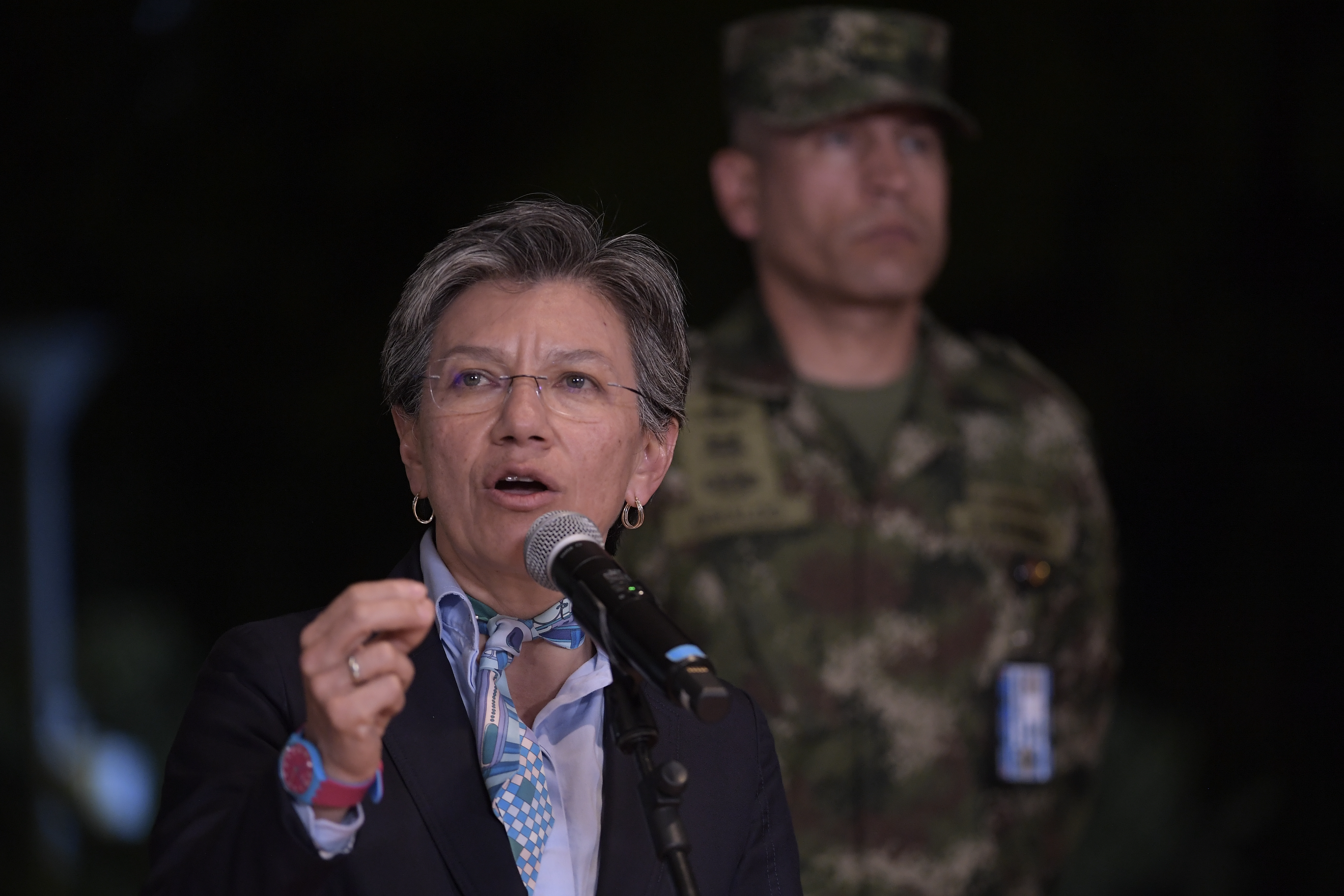 Alcaldesa de Bogotá, en el primer Consejo de seguridad entre la Nación y el Distrito, para hablar de estrategias de seguridad en la Capital, realizado en el Palacio de Liévano.