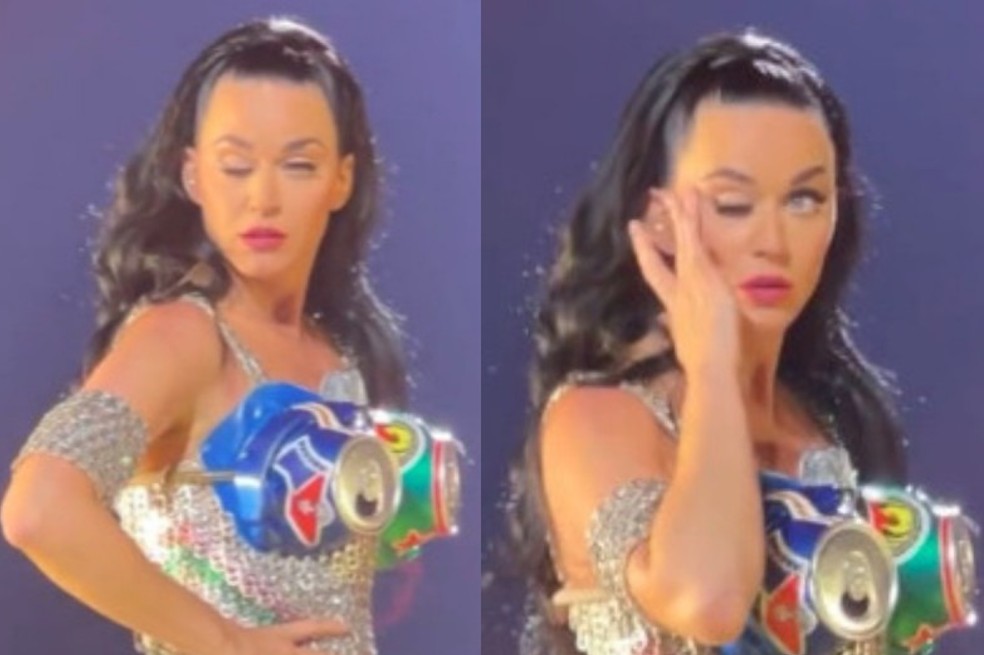 En medio de un concierto, a Katy Perry se le cayó el párpado derecho que comenzó a cerrársele de forma involuntaria, pese a que intentó acomodarlo
