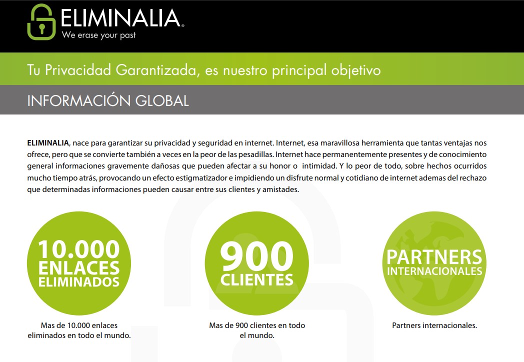 Página del folleto con el que Eliminalia publicita sus servicios.
