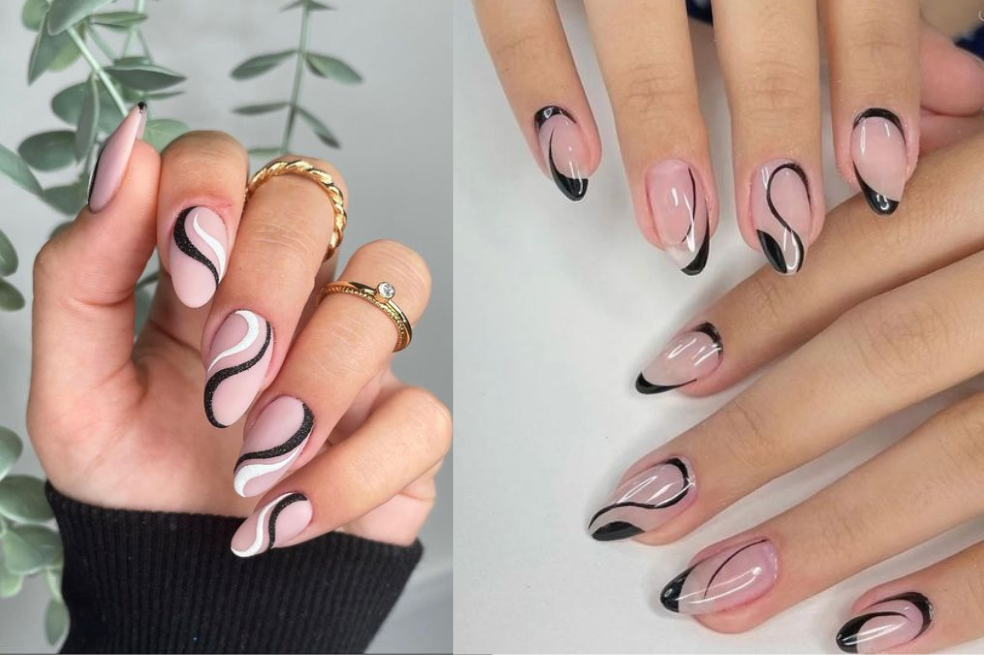 Uñas minimalistas en blanco y negro