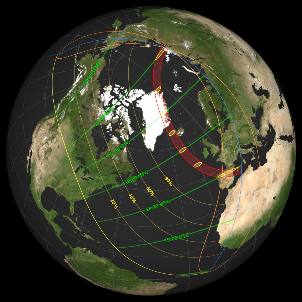 Mapa del eclipse elaborado por la NASA.