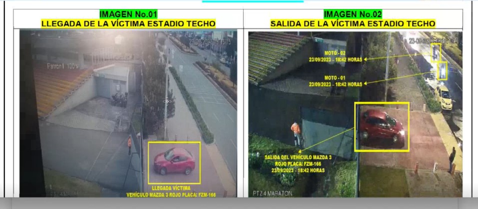 La Fiscalía recogió los videos de las cámaras del estadio. En estas imágenes se observa que a su salida, dos motos estaban esperando a Edgar Páez./ Archivo particular.