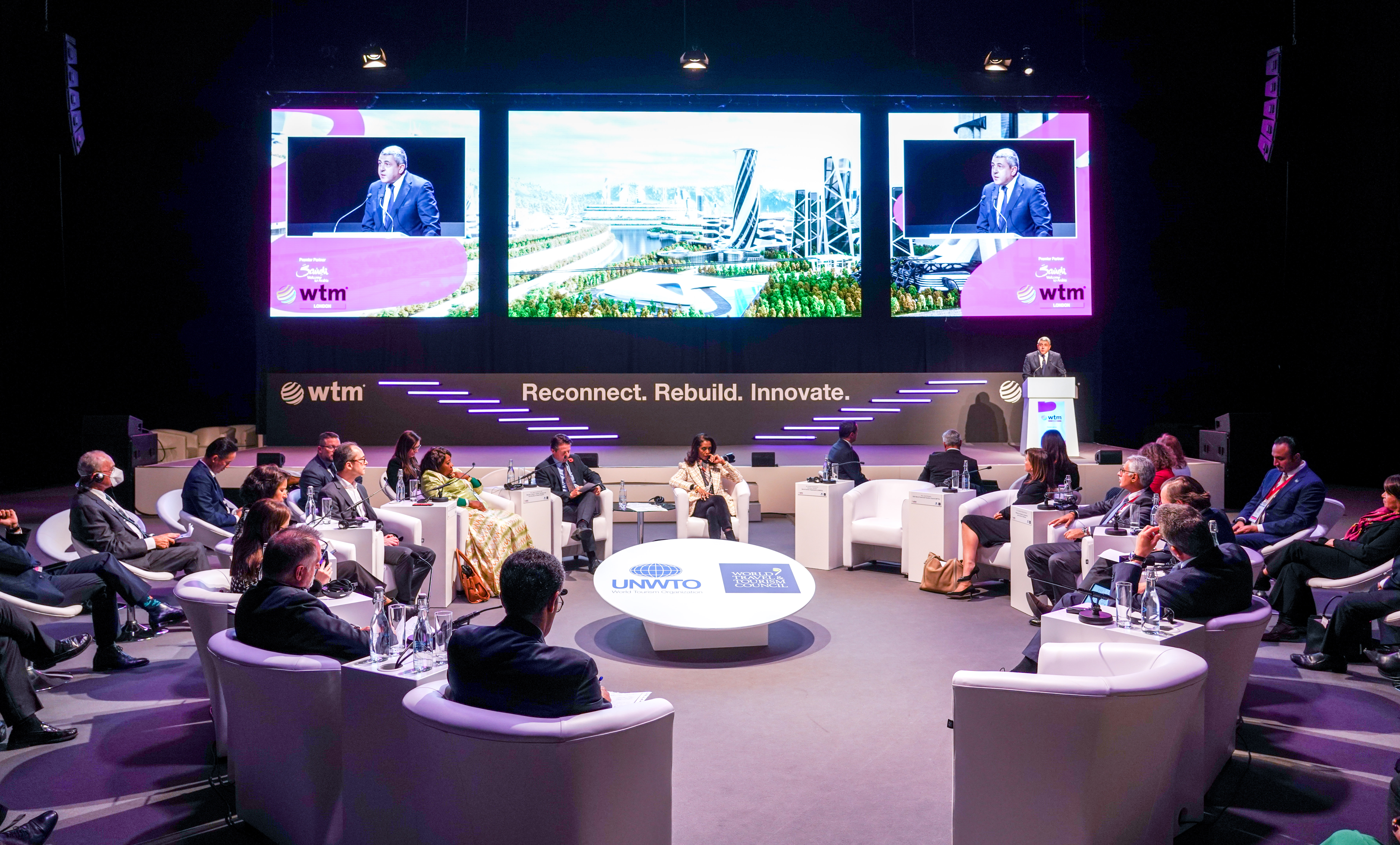 Zurab Pololikashvili, secretario general de la OMT, en uno de los eventos de la Feria de turismo, World Travel Market.