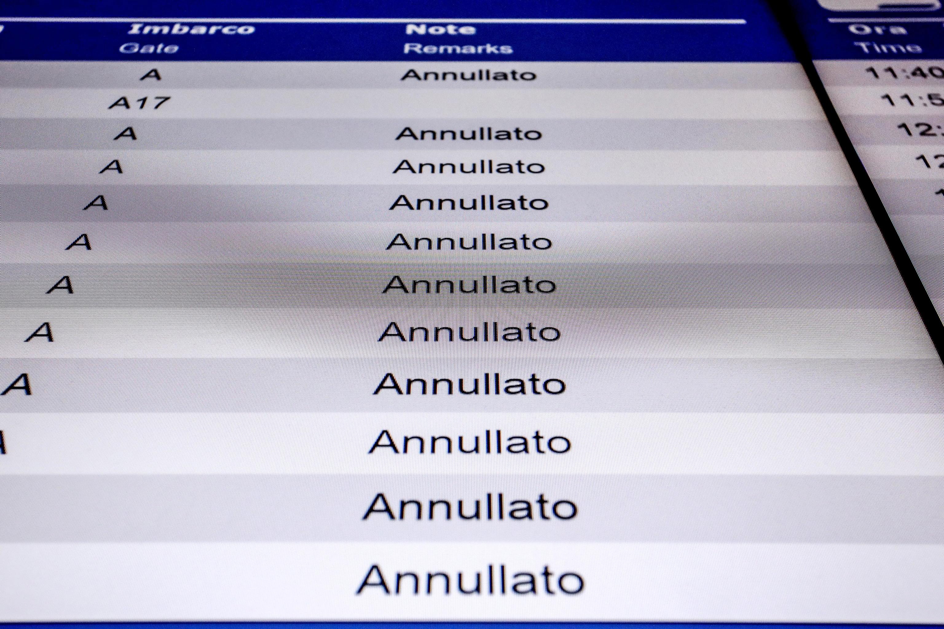 Huelga aeroportuaria en Italia deja como consecuencia más de mil vuelos cancelados