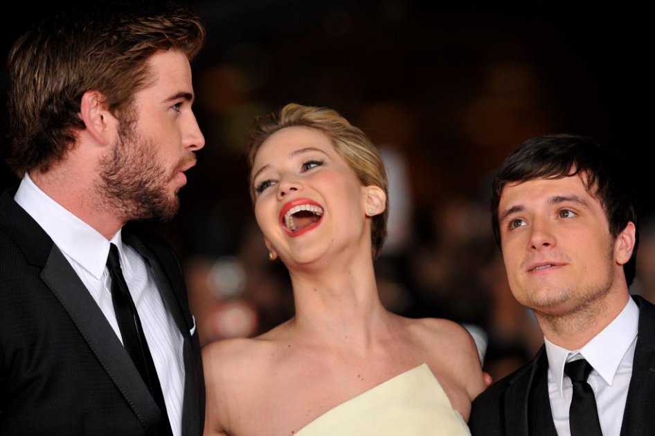 Los protagonistas de "Los Juegos del Hambre": Liam Hemsworth, Jennifer Lawrence y Josh Hutcherson.