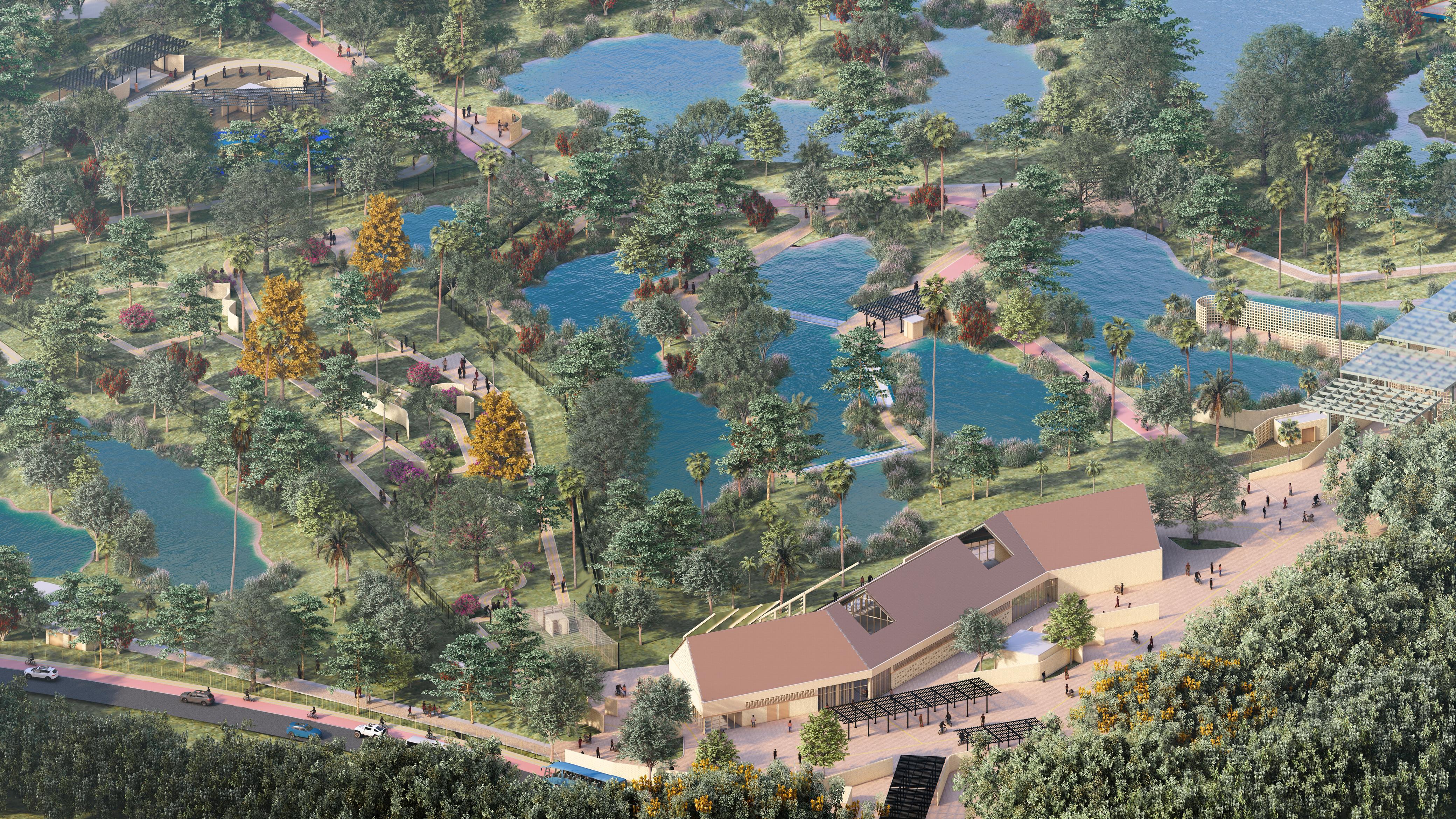 Render del diseño del parque, que muestra cómo quedaría el espacio tras su construcción.