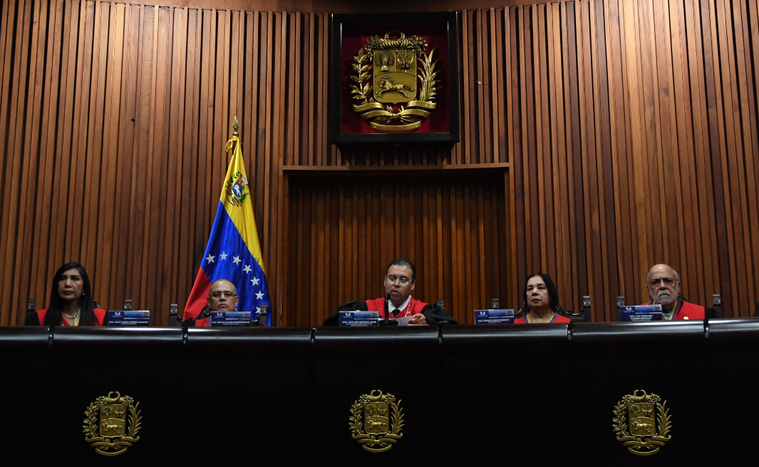 Magistrados del Tribunal Supremo de Venezuela anuncian su decisión sobre el TIAR. / AFP