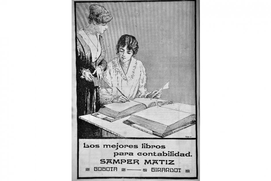 Publicidad de Libros para contabilidad Samper Matiz (Vol. 1 No. 6 – Revista Cromos) Febrero 19 de 1916. / Foto: Inaldo Pérez Castillo. Cortesía Archivo Cromos.