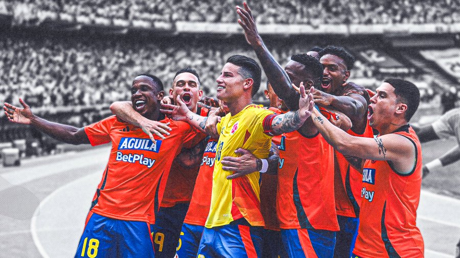 James Rodríguez (amarillo), la figura de la selección de Colombia.