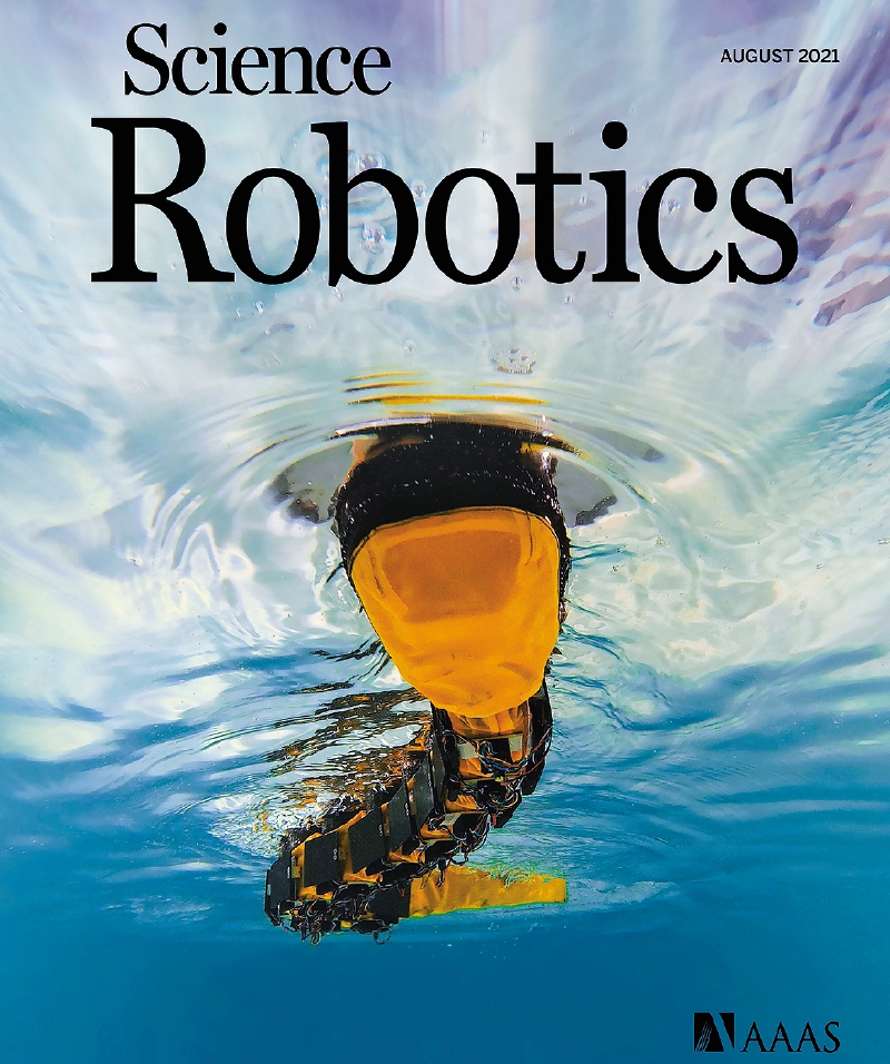 AgnathaX, del que hicieron parte los colombianos, fue la portada de la edición 57ª de la revista “Science Robotics”. AgnathaX, del que hicieron parte los colombianos, fue la portada de la edición 57ª de la revista “Science Robotics”. 