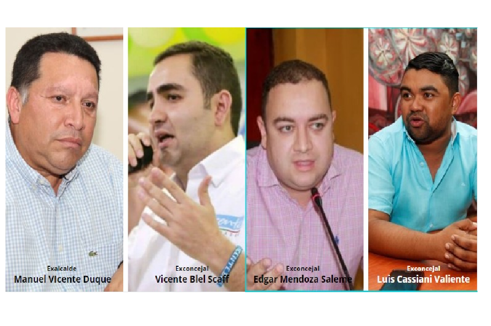 Exalcalde de Cartagena, Manuel Vicente Duque, y exconcejales Vicente Blel Scaff, Edgar Mendoza Saleme y Luis Cassiani Valiente.